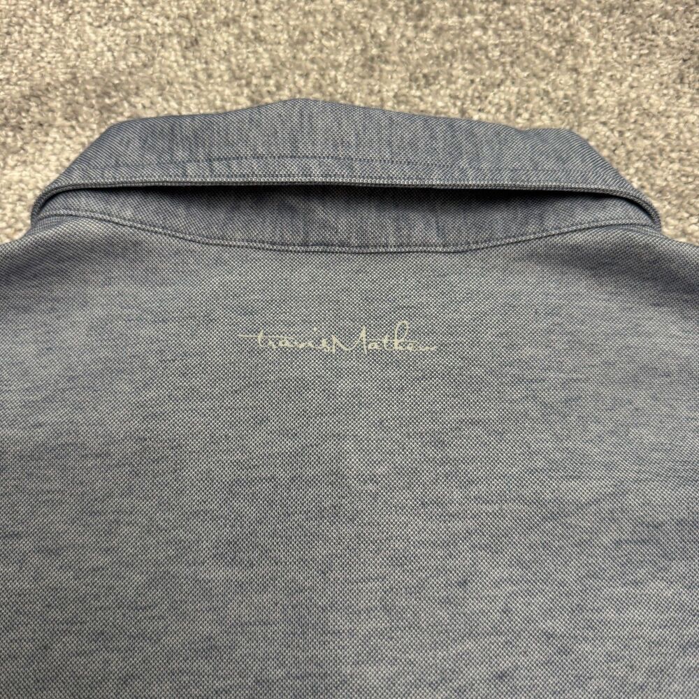 Travis Mathew Cotton Blend Polo Shirt Mens Medium Heathered Blue Golf Preppy Top - Picture 4 of 14